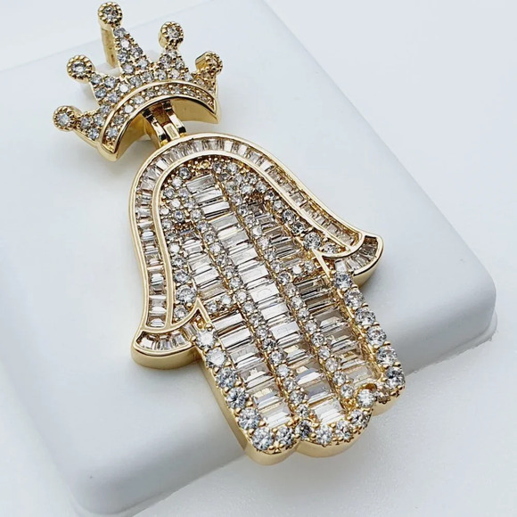 "14K Gold Plated Cubic Zircon Pendant, EVBRS620 - Picture 4 of 10